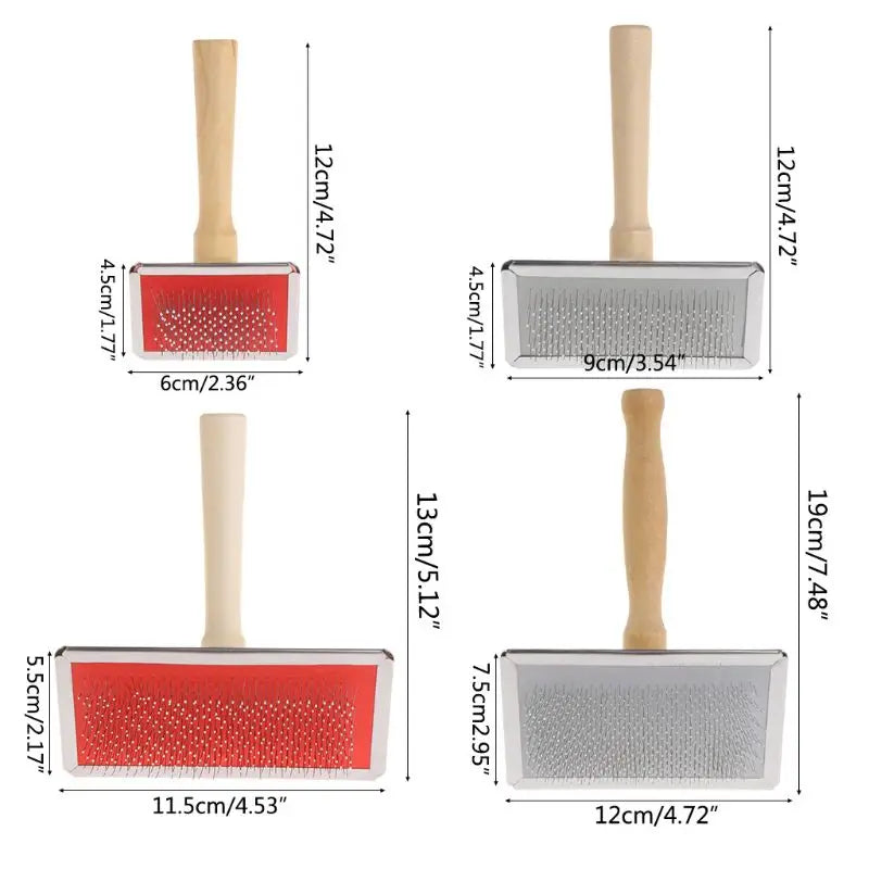 Wood Handle Pet Grooming Comb – Shedding & Hair Removal Slicker Brush for Dogs & Cats