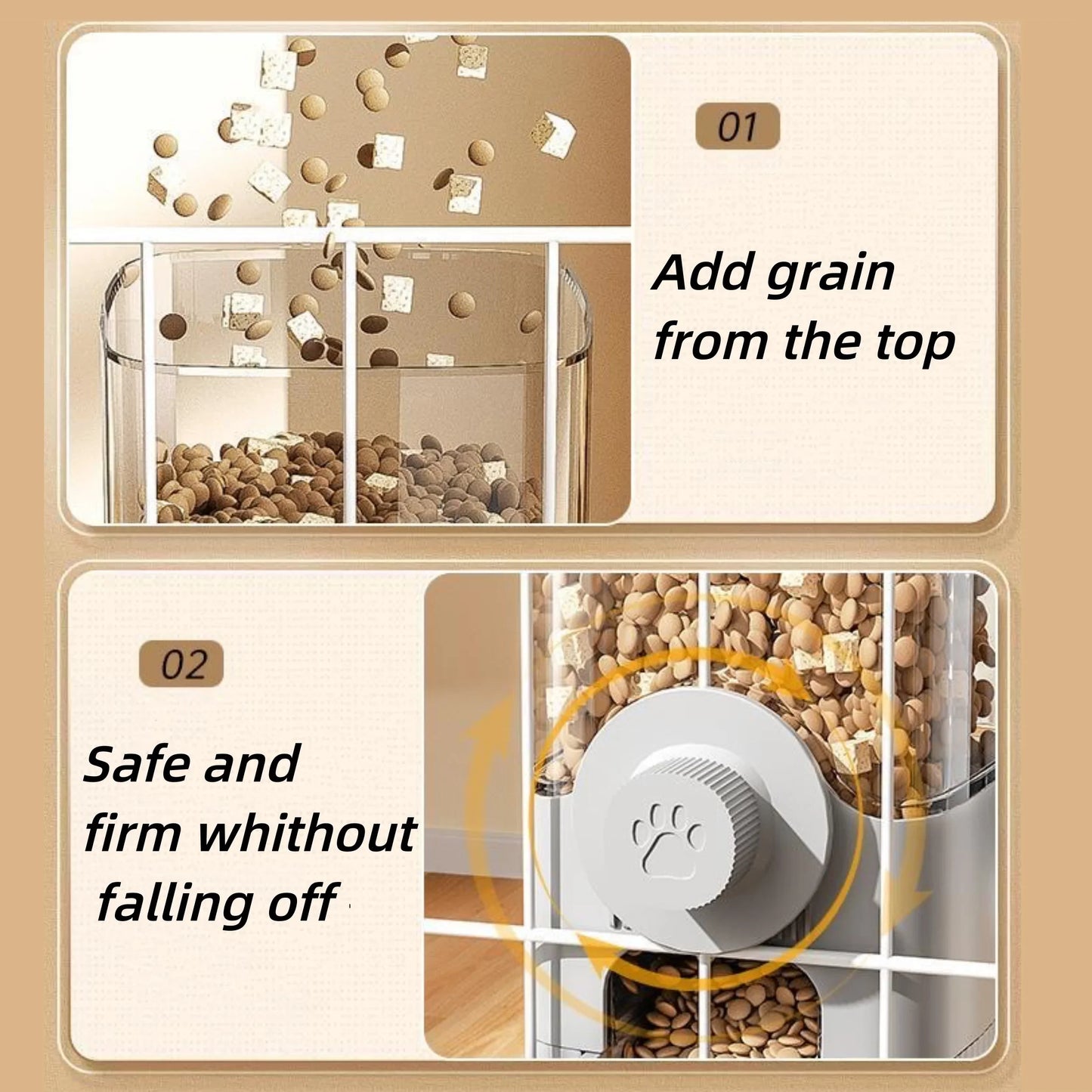 Hanging Pet Feeder & Waterer Set Automatic Food & Water Dispenser for Cages
