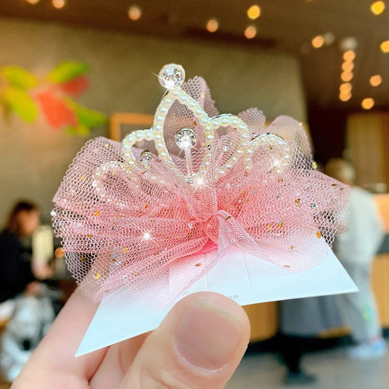 Multicolor Pet Hair Clip Crown Bow – Cute Lace Hairpins for Dogs & Cats
