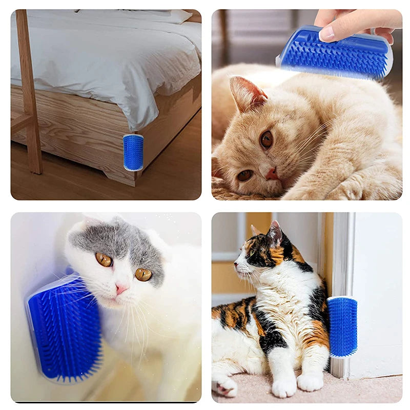 Cat Corner Self-Groomer Brush – Wall-Mounted Massage & Shedding Comb