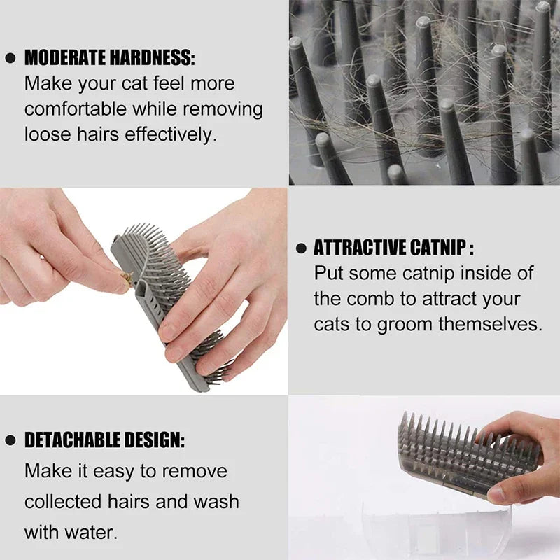 Cat Corner Self-Groomer Brush – Wall-Mounted Massage & Shedding Comb