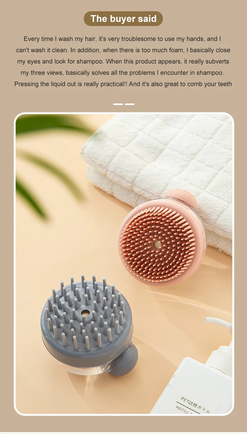 FurEase™ 2-in-1 Silicone Pet Bath Brush with Shampoo Dispenser