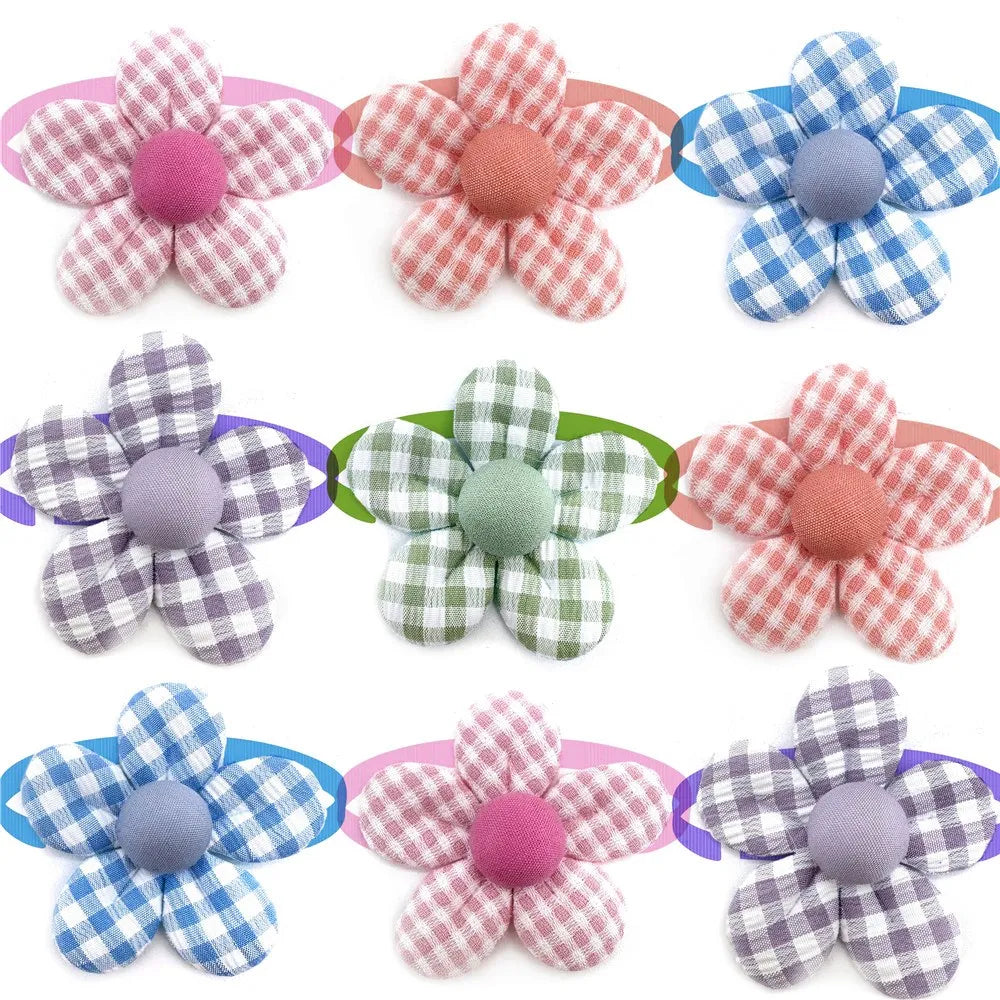 50/100pcs Adjustable Pet Bowties – Cute Lattice Style Dog Neckwear for Small Dogs & Puppies