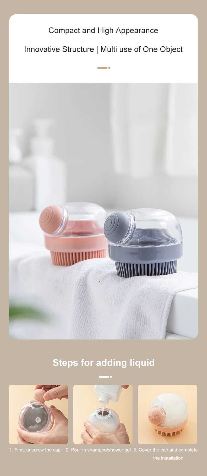 FurEase™ 2-in-1 Silicone Pet Bath Brush with Shampoo Dispenser