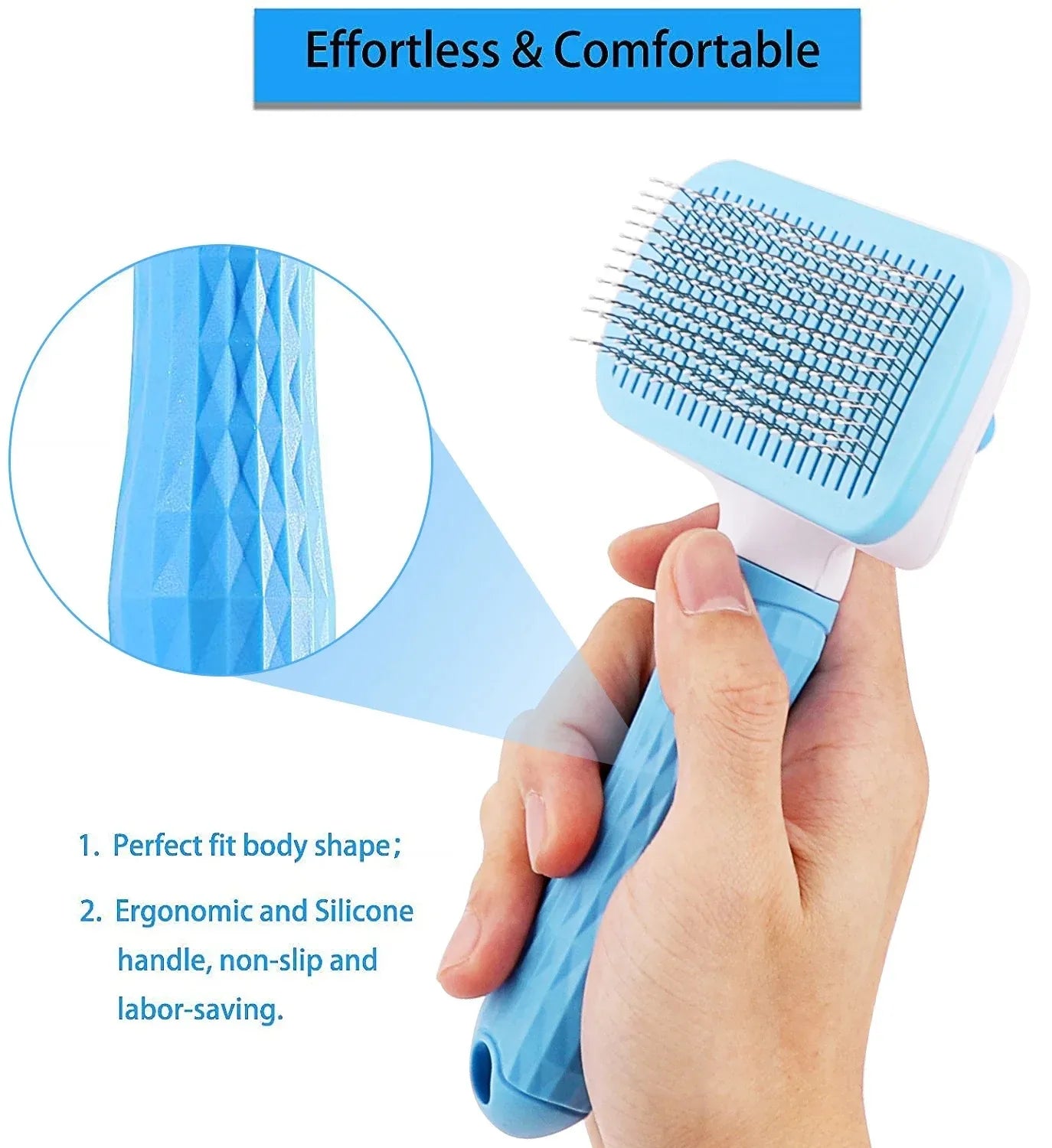 Dual-Sided Dog & Cat Hair Remover Brush – Grooming Comb for Long Hair Pets