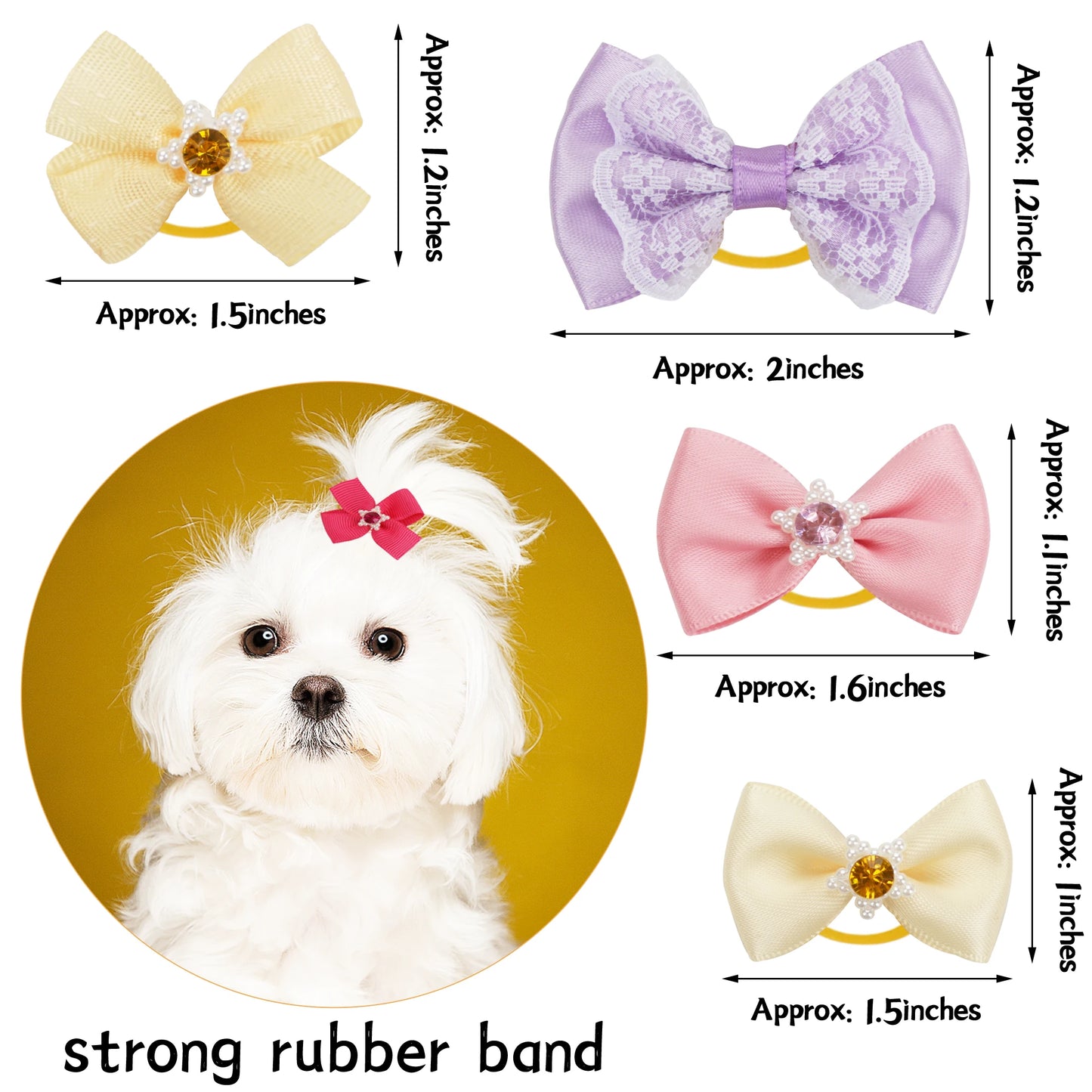 Cute Dog & Cat Grooming Bows – Small Hair Clips & Rubber Bands for Pets