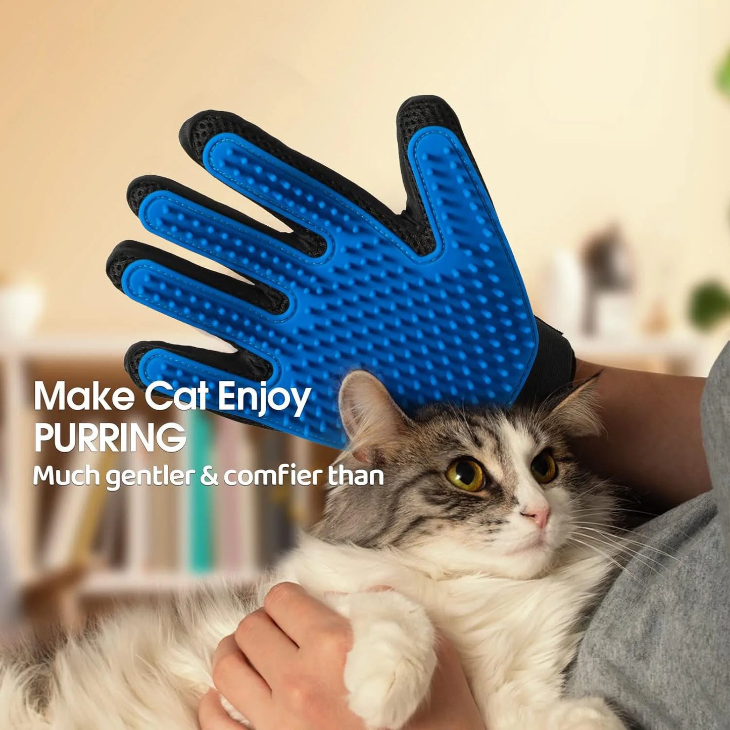Gentle Pet Grooming Glove – Deshedding & Massage Brush for Cats, Dogs & Horses