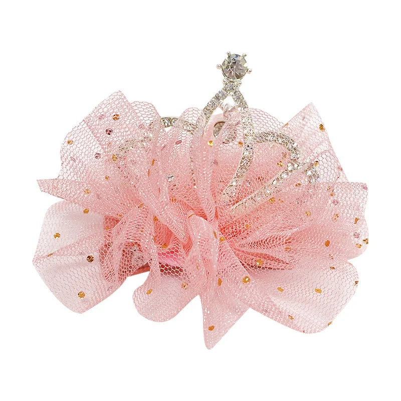 Multicolor Pet Hair Clip Crown Bow – Cute Lace Hairpins for Dogs & Cats