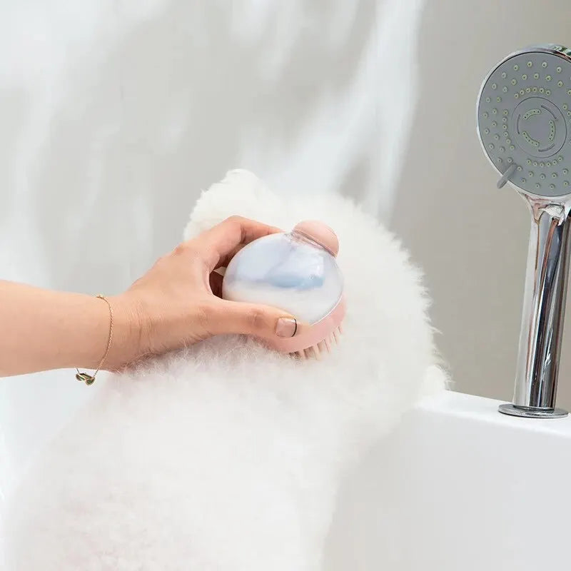 FurEase™ 2-in-1 Silicone Pet Bath Brush with Shampoo Dispenser