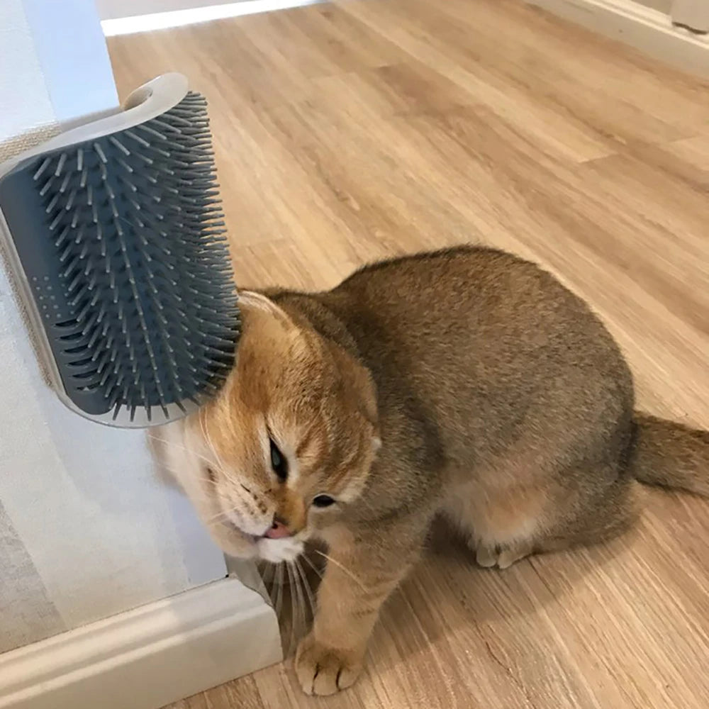 Cat Corner Self-Groomer Brush – Wall-Mounted Massage & Shedding Comb