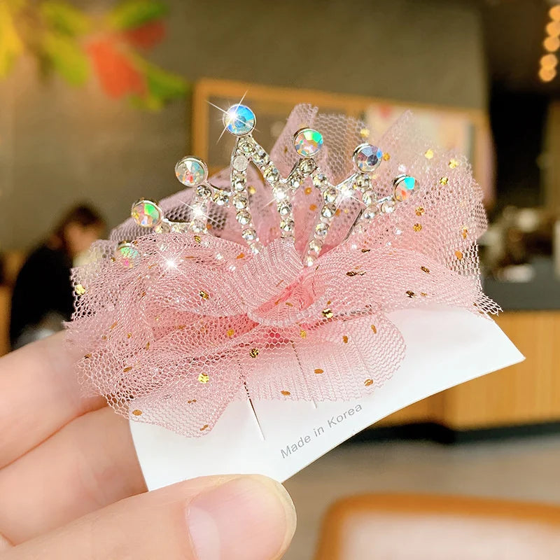 Multicolor Pet Hair Clip Crown Bow – Cute Lace Hairpins for Dogs & Cats