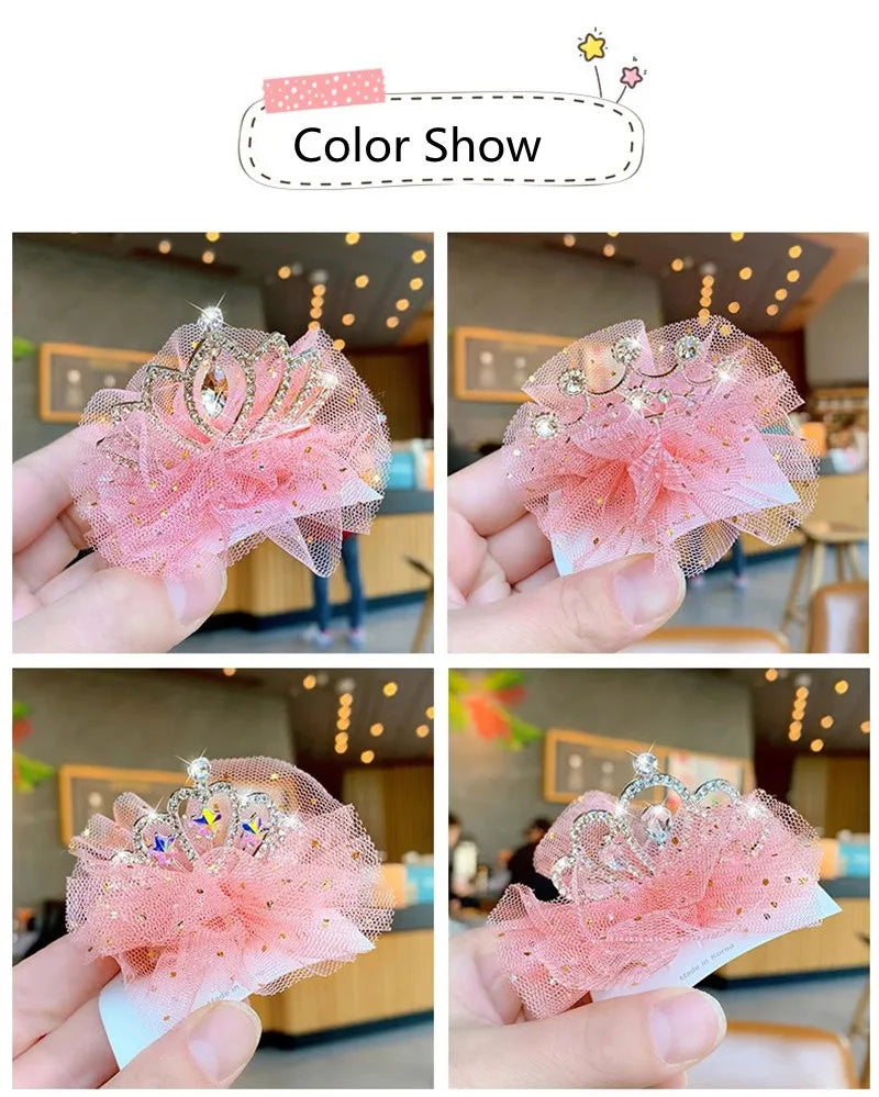 Multicolor Pet Hair Clip Crown Bow – Cute Lace Hairpins for Dogs & Cats