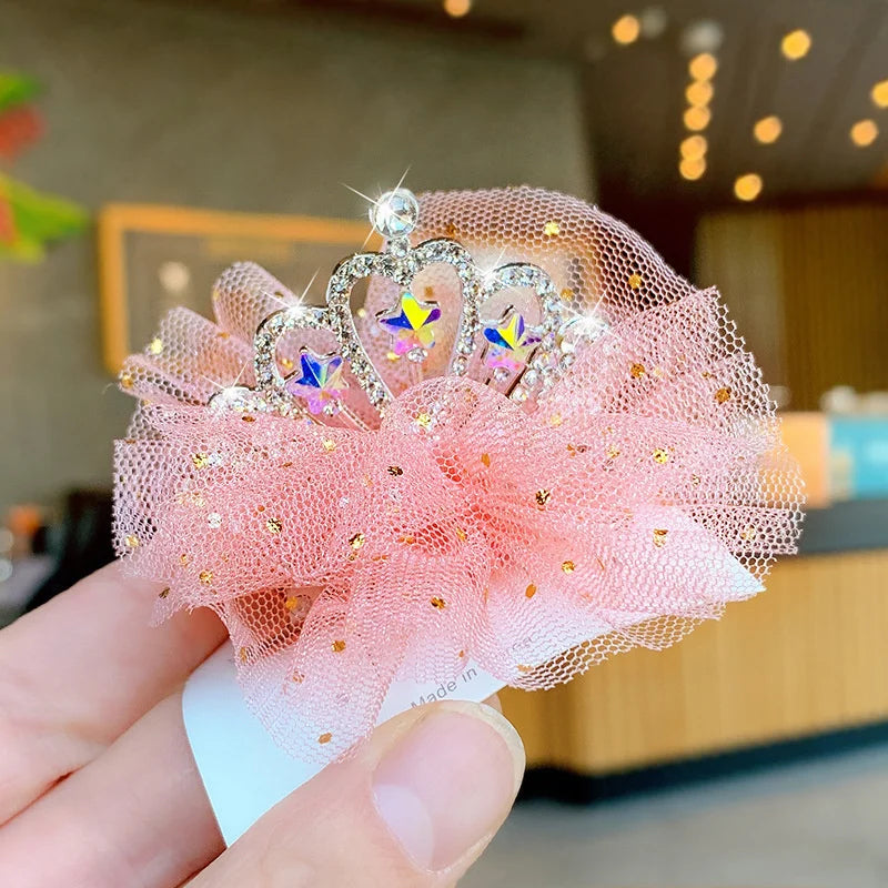 Multicolor Pet Hair Clip Crown Bow – Cute Lace Hairpins for Dogs & Cats