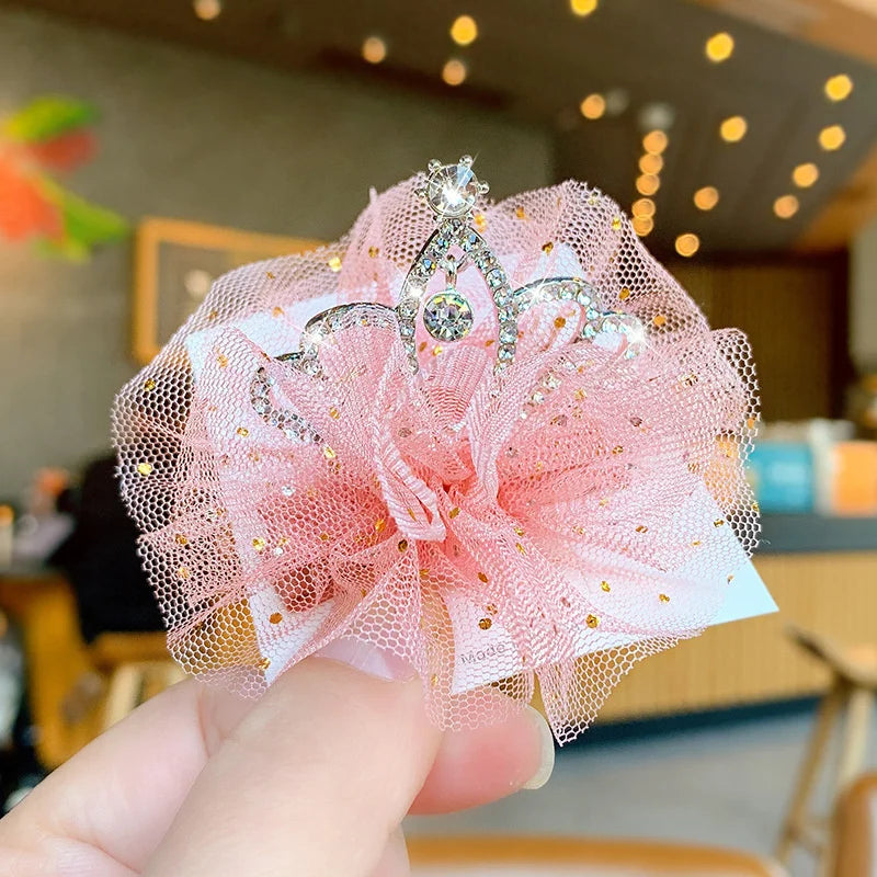 Multicolor Pet Hair Clip Crown Bow – Cute Lace Hairpins for Dogs & Cats