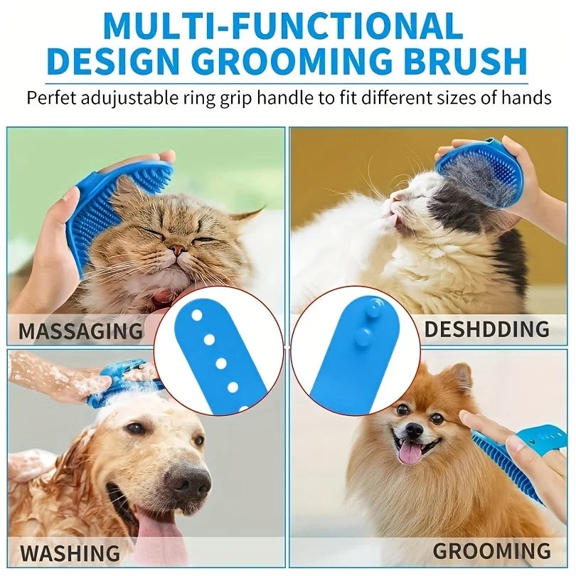 2-in-1 Pet Grooming Kit  Deshedding Brush & Bath Glove for Dogs, Cats & Rabbits