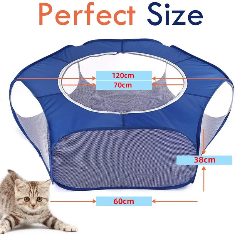 ClearView™ Foldable Pet Playpen – Portable Pop-Up Tent for Cats, Dogs & Small Animals