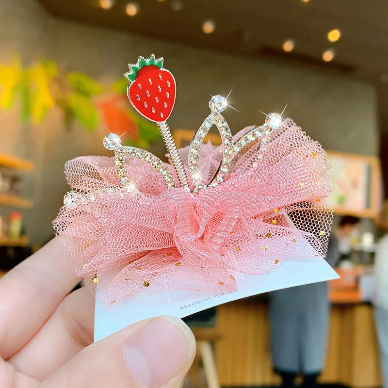 Multicolor Pet Hair Clip Crown Bow – Cute Lace Hairpins for Dogs & Cats
