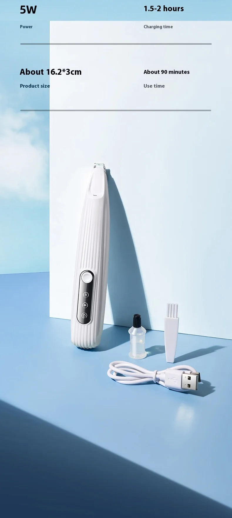 SilentGlow™ Waterproof Pet Grooming Trimmer with LED Light