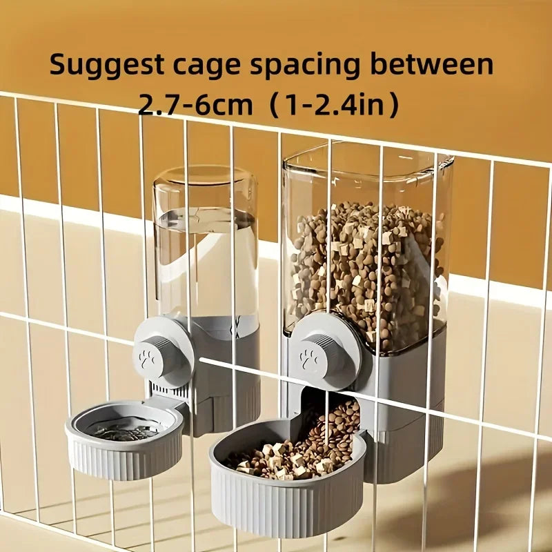 Hanging Pet Feeder & Waterer Set  Automatic Food & Water Dispenser for Cages