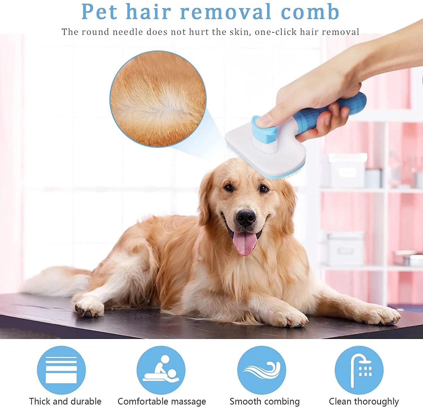Dual-Sided Dog & Cat Hair Remover Brush – Grooming Comb for Long Hair Pets