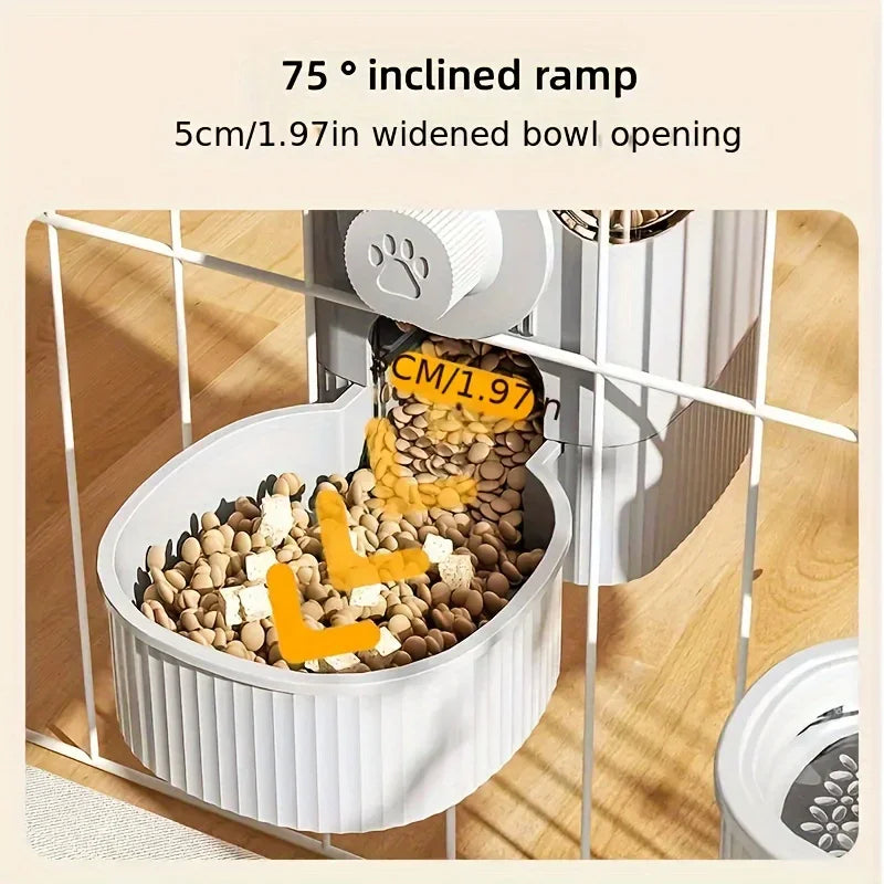 Hanging Pet Feeder & Waterer Set  Automatic Food & Water Dispenser for Cages