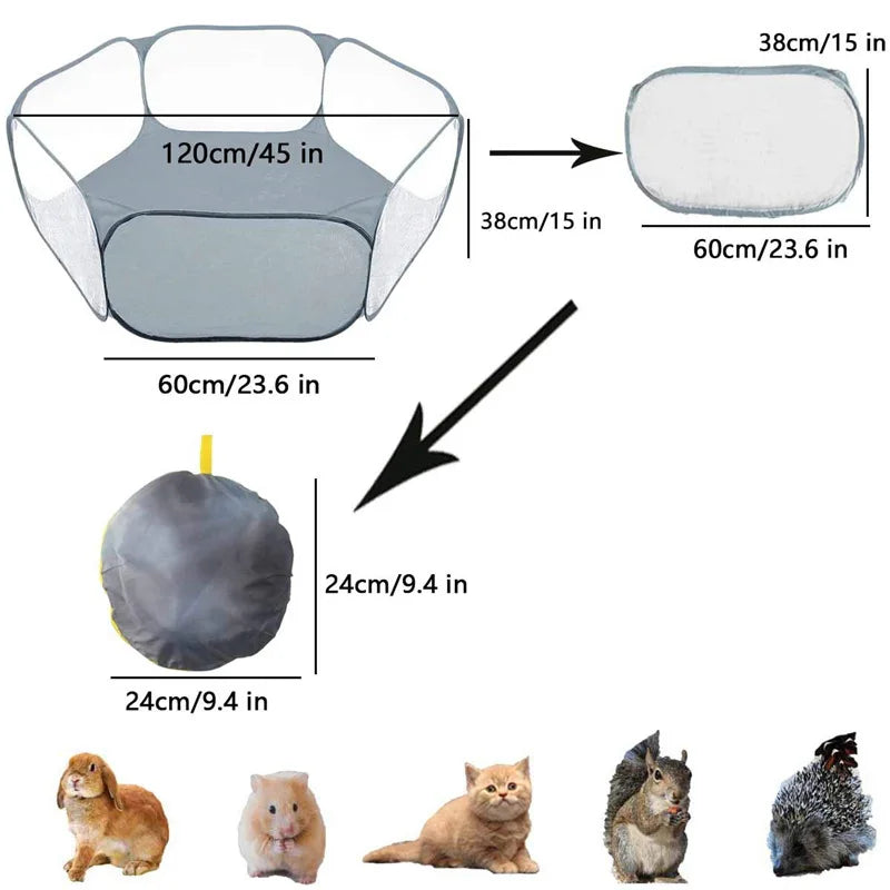 ClearView™ Foldable Pet Playpen – Portable Pop-Up Tent for Cats, Dogs & Small Animals
