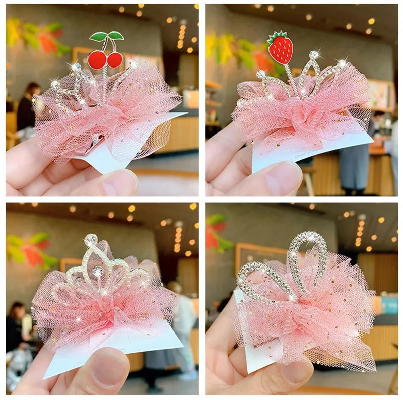 Multicolor Pet Hair Clip Crown Bow – Cute Lace Hairpins for Dogs & Cats