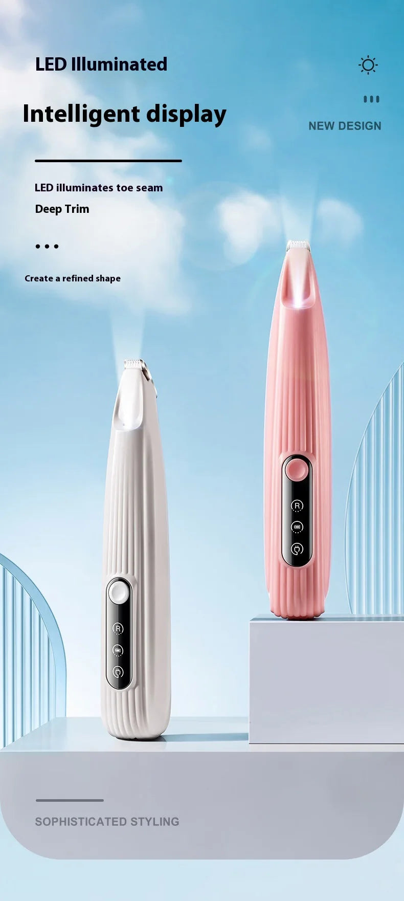 SilentGlow™ Waterproof Pet Grooming Trimmer with LED Light