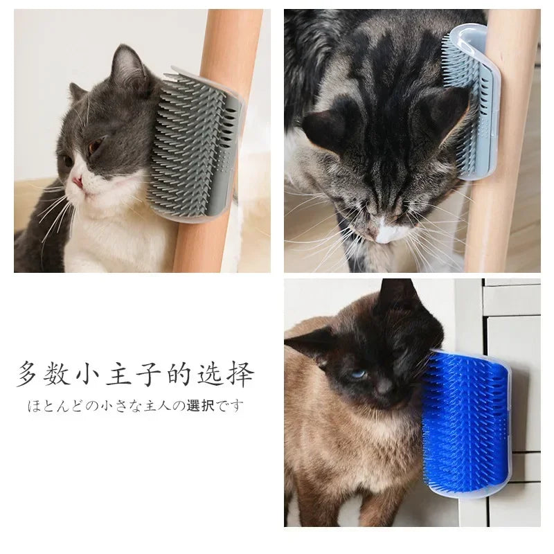 Self-Grooming Cat Corner Brush – Removable Wall-Mounted Massage Comb for Easy Hair Removal