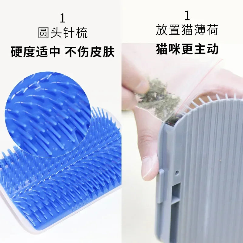 Self-Grooming Cat Corner Brush – Removable Wall-Mounted Massage Comb for Easy Hair Removal