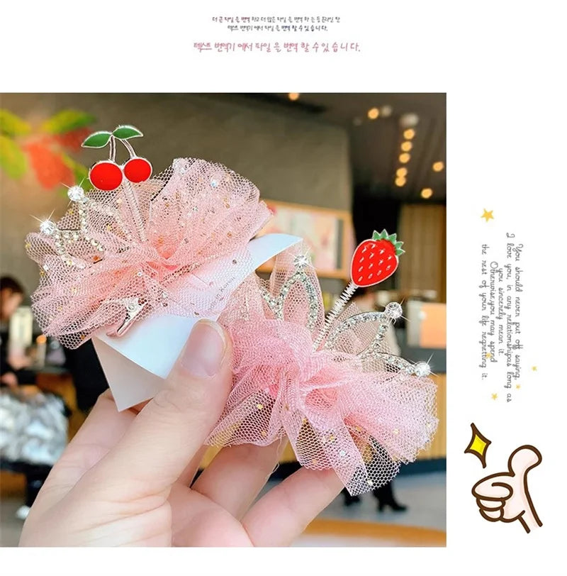Multicolor Pet Hair Clip Crown Bow – Cute Lace Hairpins for Dogs & Cats