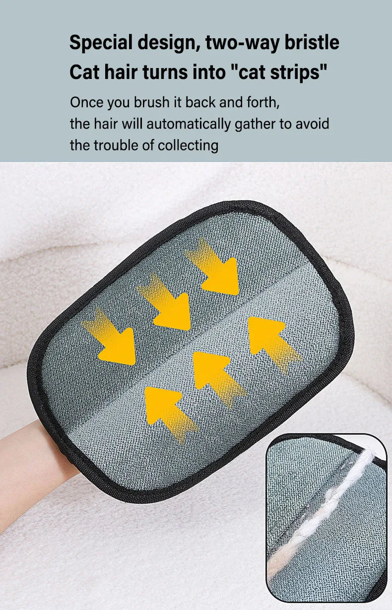2-in-1 Pet Grooming Gloves – Hair Remover & Static Dust Brush for Furniture & Pets
