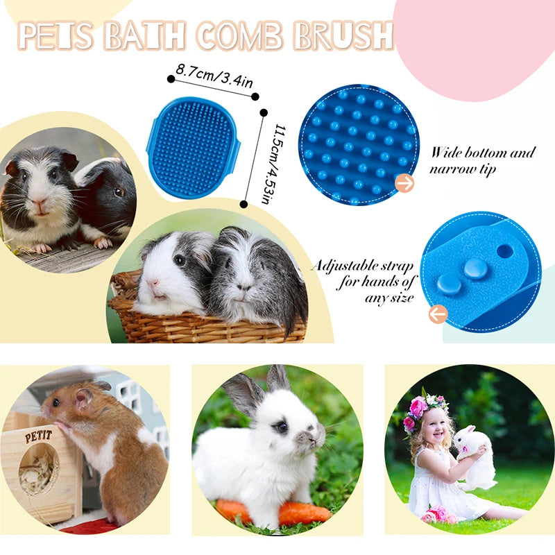 4-in-1 BunnyCare™ Grooming Kit – Tear Stain Comb, Nail Clipper & Bath Brush for Rabbits & Small Pets