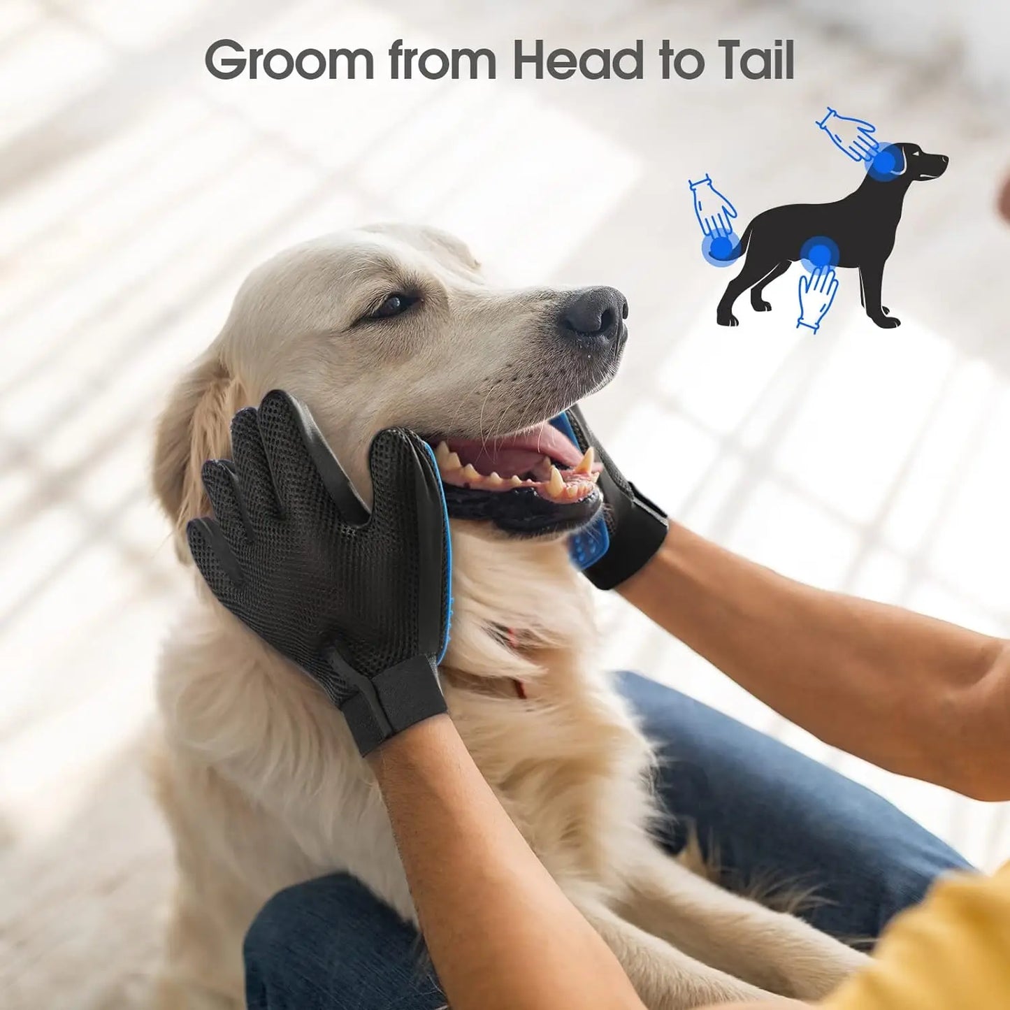 Gentle Pet Grooming Glove – Deshedding & Massage Brush for Cats, Dogs & Horses