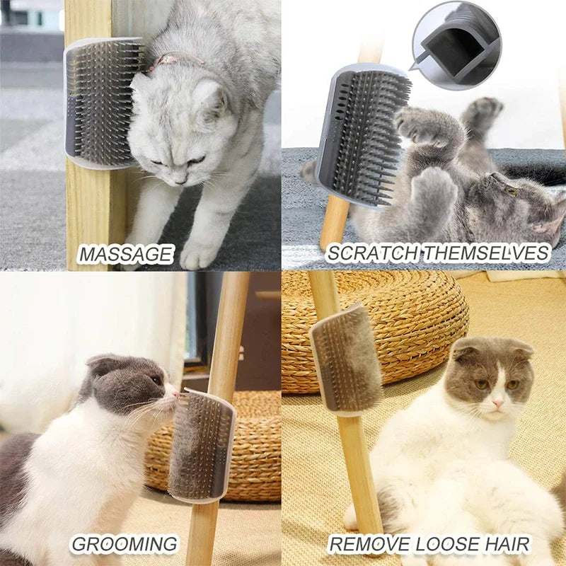 Cat Corner Self-Groomer Brush – Wall-Mounted Massage & Shedding Comb