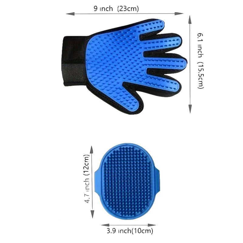 2-in-1 Pet Grooming Kit  Deshedding Brush & Bath Glove for Dogs, Cats & Rabbits