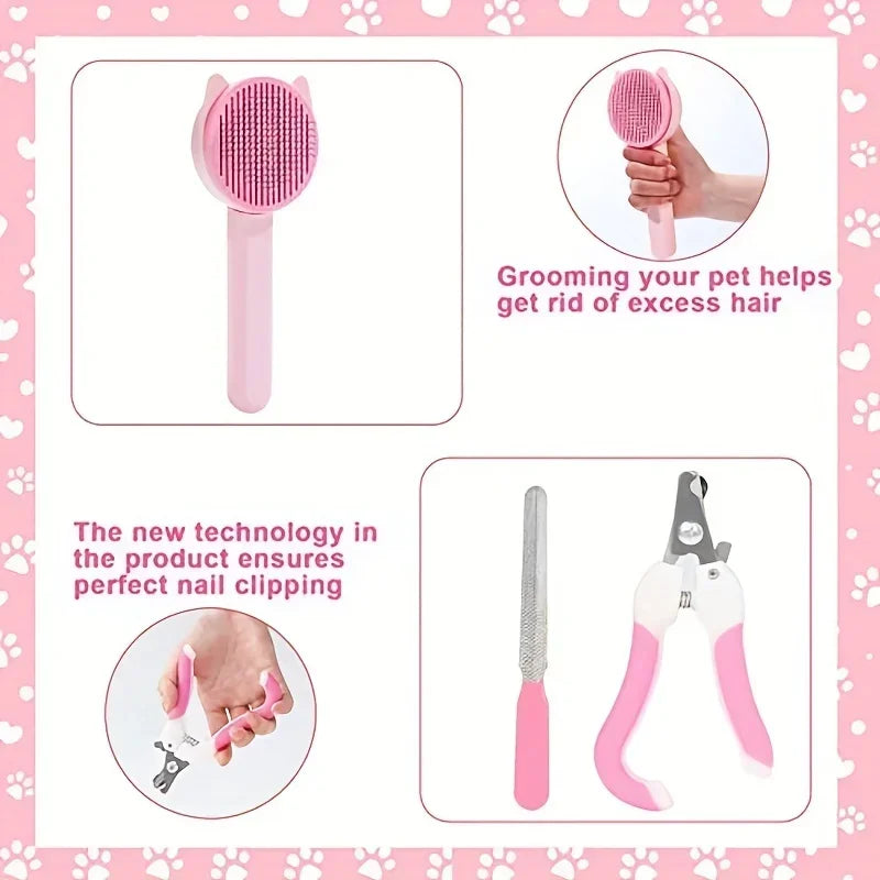 8-in-1 Cat Beauty Kit  Brushes, Clippers, Flea Comb & Bath Tools for a Happy, Healthy Kitty