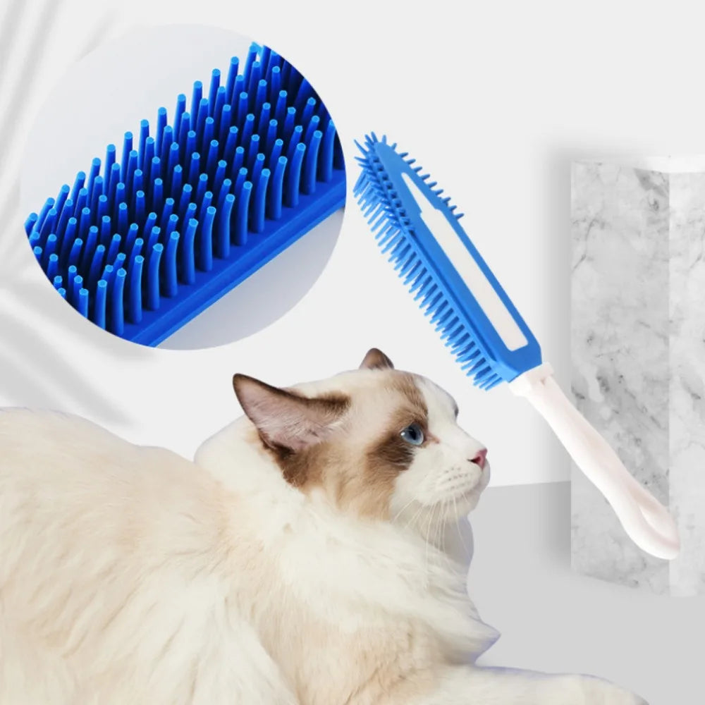 Dog & Cat Bathing Massage Brush – Soft Long Handle Grooming Comb