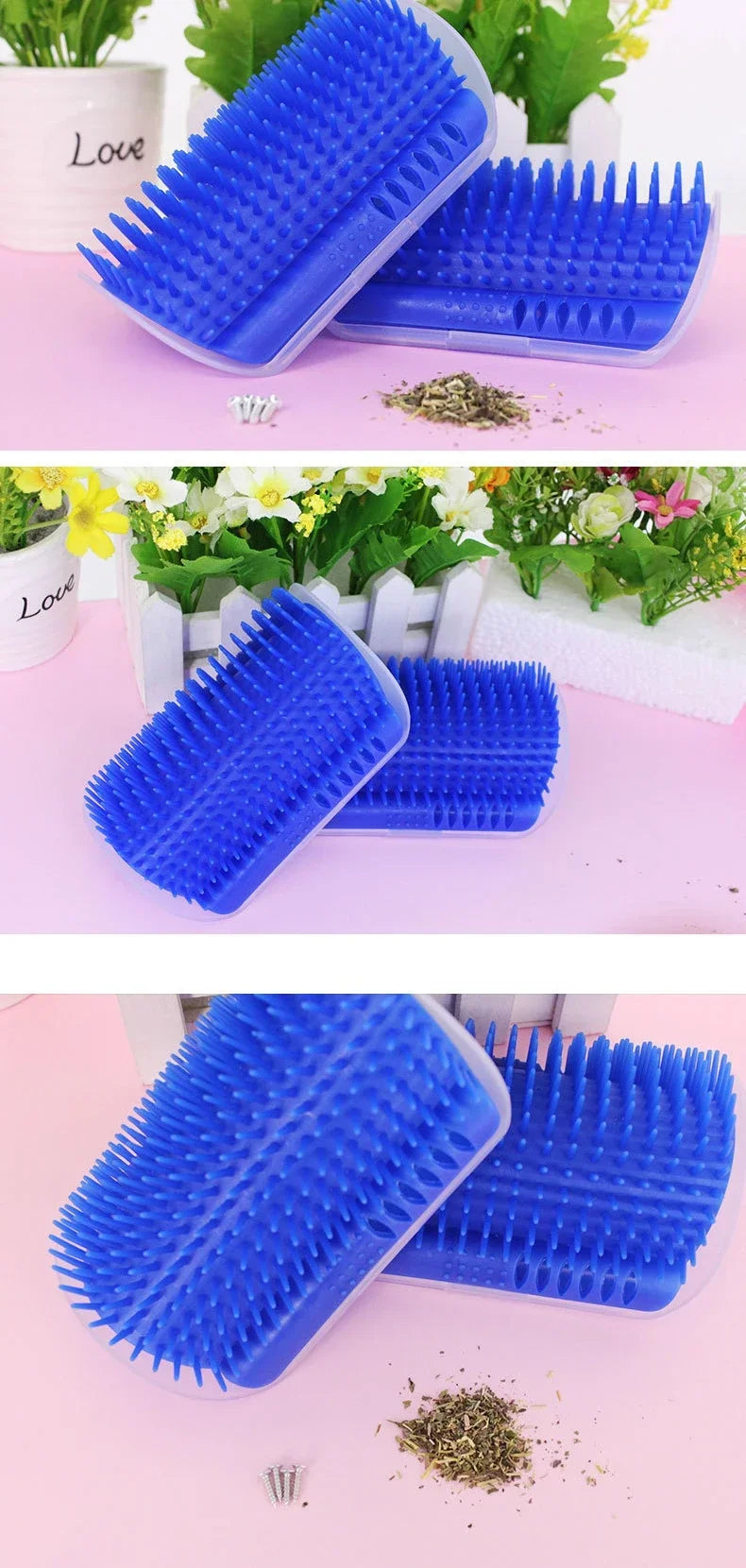 Self-Grooming Cat Corner Brush – Removable Wall-Mounted Massage Comb for Easy Hair Removal