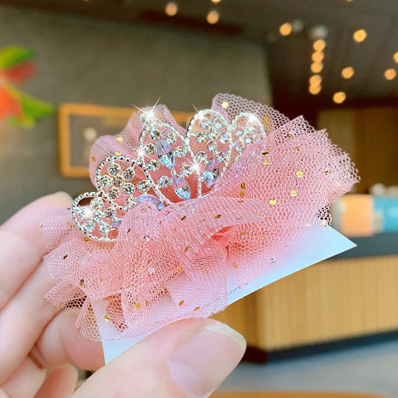 Multicolor Pet Hair Clip Crown Bow – Cute Lace Hairpins for Dogs & Cats