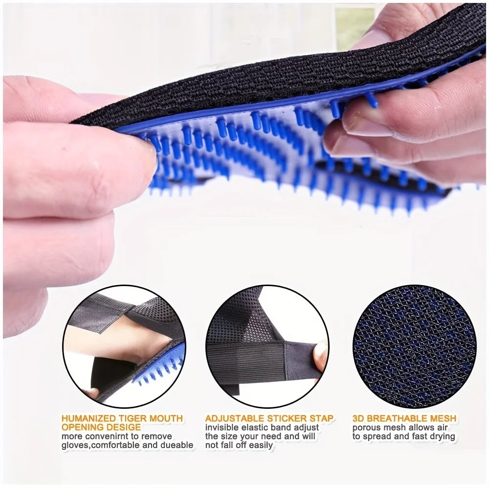 2-in-1 Pet Grooming Kit  Deshedding Brush & Bath Glove for Dogs, Cats & Rabbits