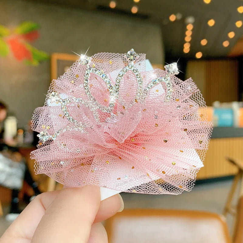 Multicolor Pet Hair Clip Crown Bow – Cute Lace Hairpins for Dogs & Cats