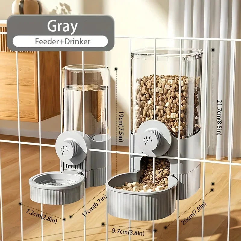 Hanging Pet Feeder & Waterer Set  Automatic Food & Water Dispenser for Cages