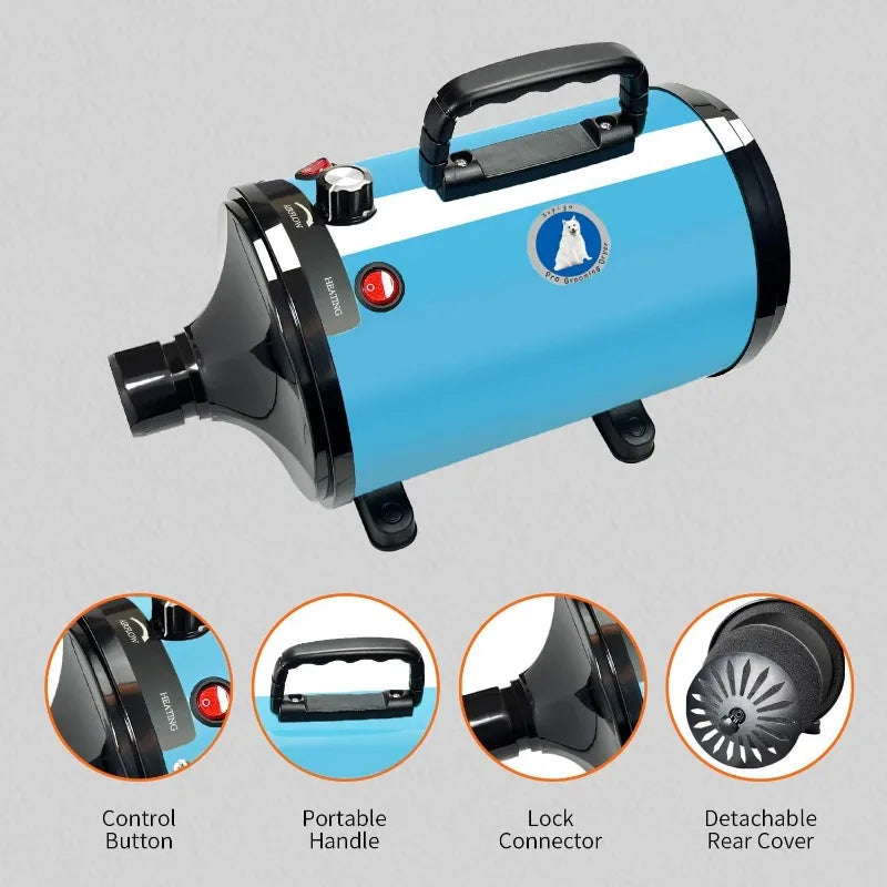 ProDry™ Adjustable Pet Hair Dryer – High-Power Grooming Blower for All Dog Sizes