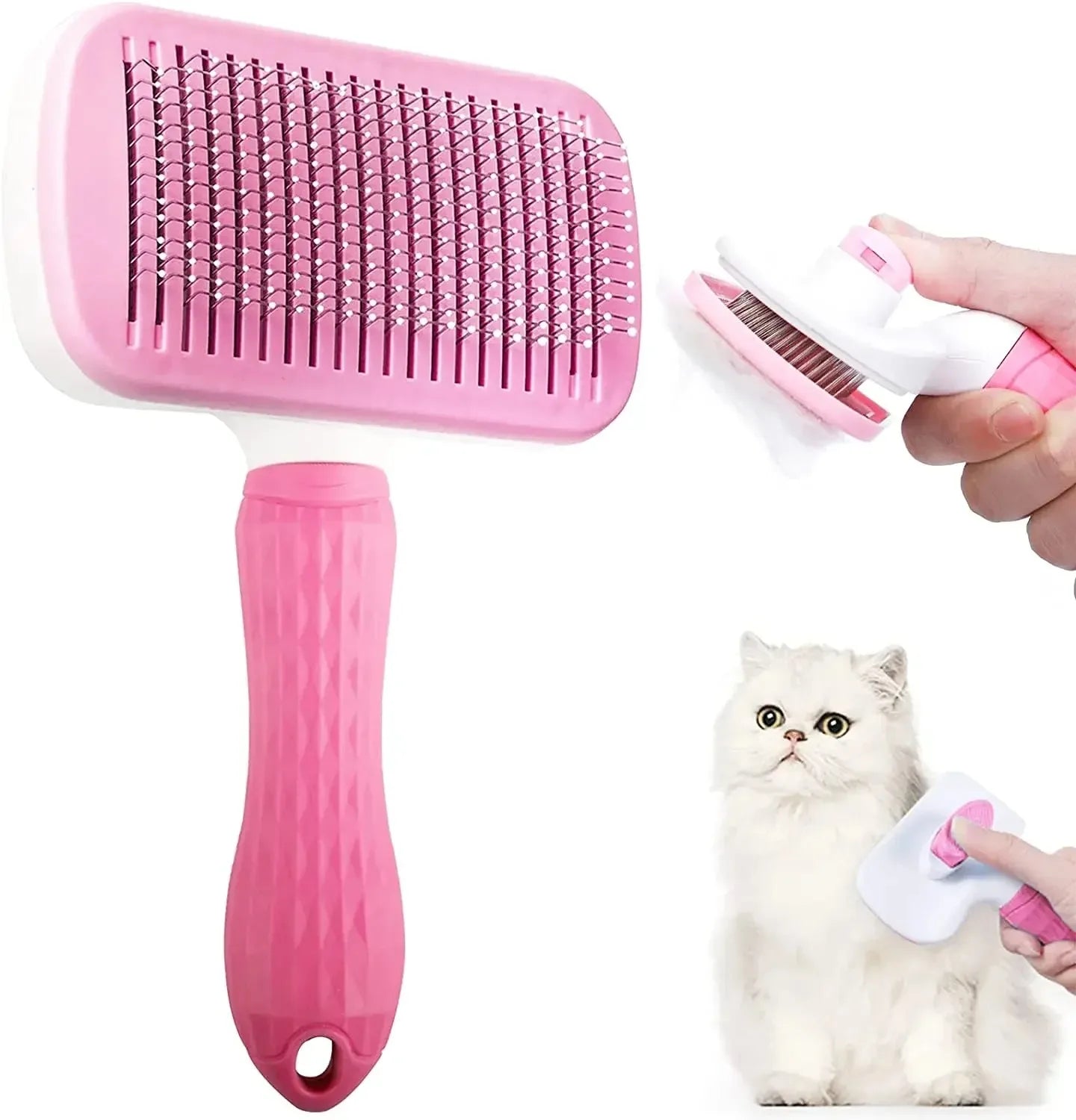 2-in-1 Pet Hair Remover & Grooming Brush – For Long Hair Dogs & Cats