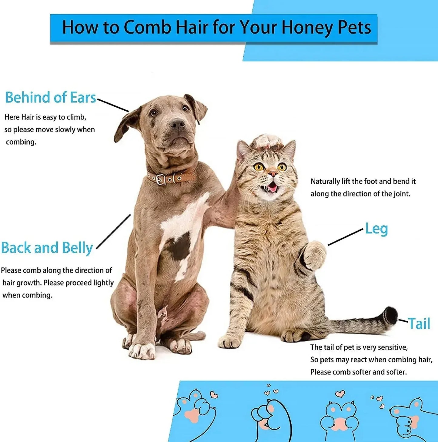 Dual-Sided Dog & Cat Hair Remover Brush – Grooming Comb for Long Hair Pets
