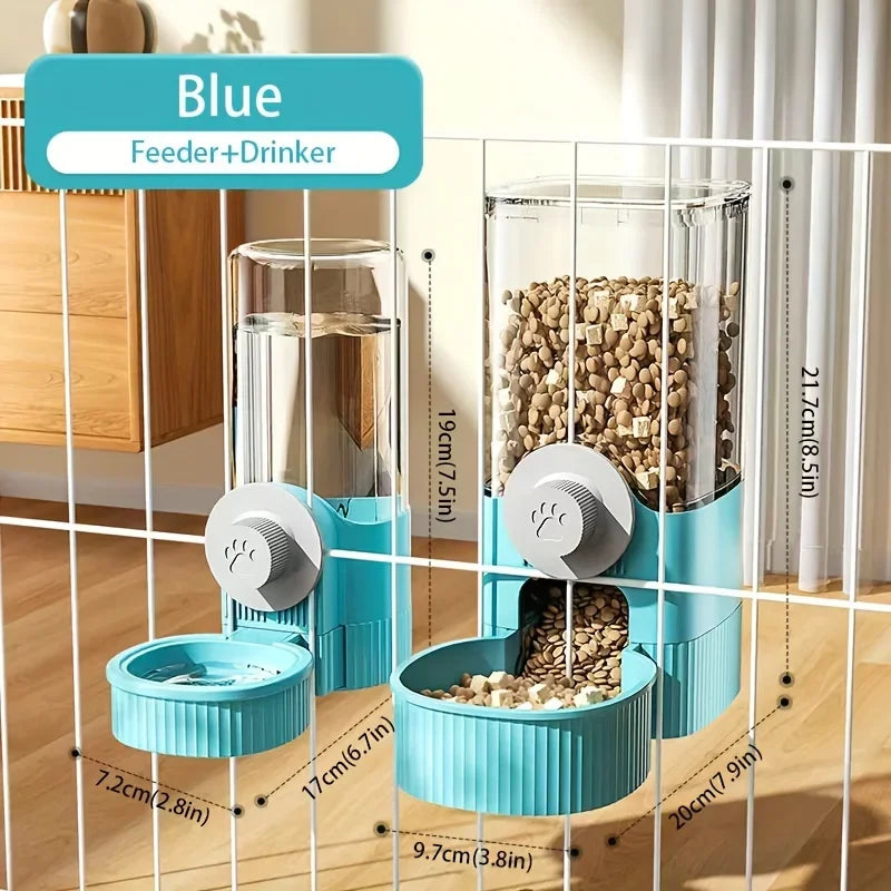 Hanging Pet Feeder & Waterer Set  Automatic Food & Water Dispenser for Cages