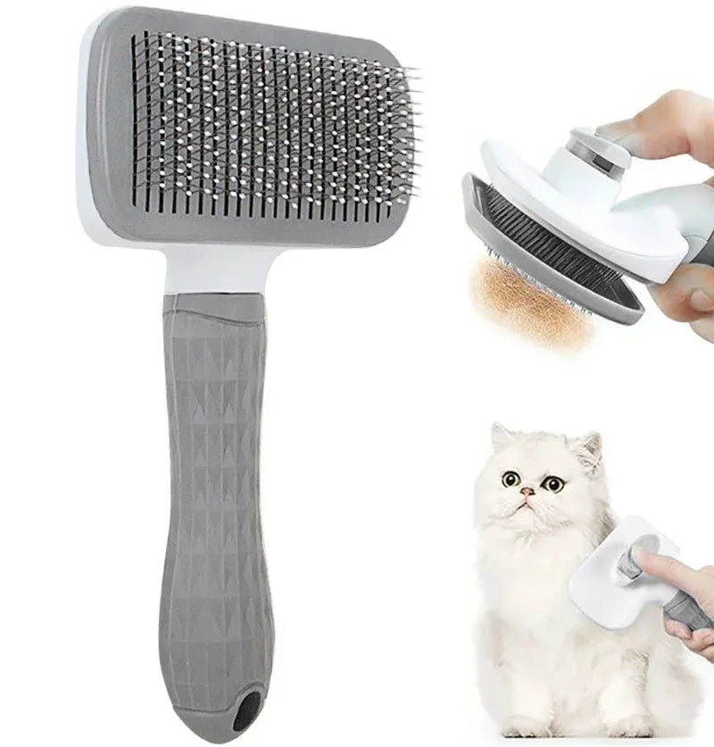 2-in-1 Pet Hair Remover & Grooming Brush – For Long Hair Dogs & Cats