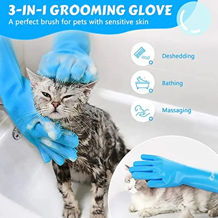 2-in-1 Silicone Scrubber & Hair Remover for Dogs & Cats