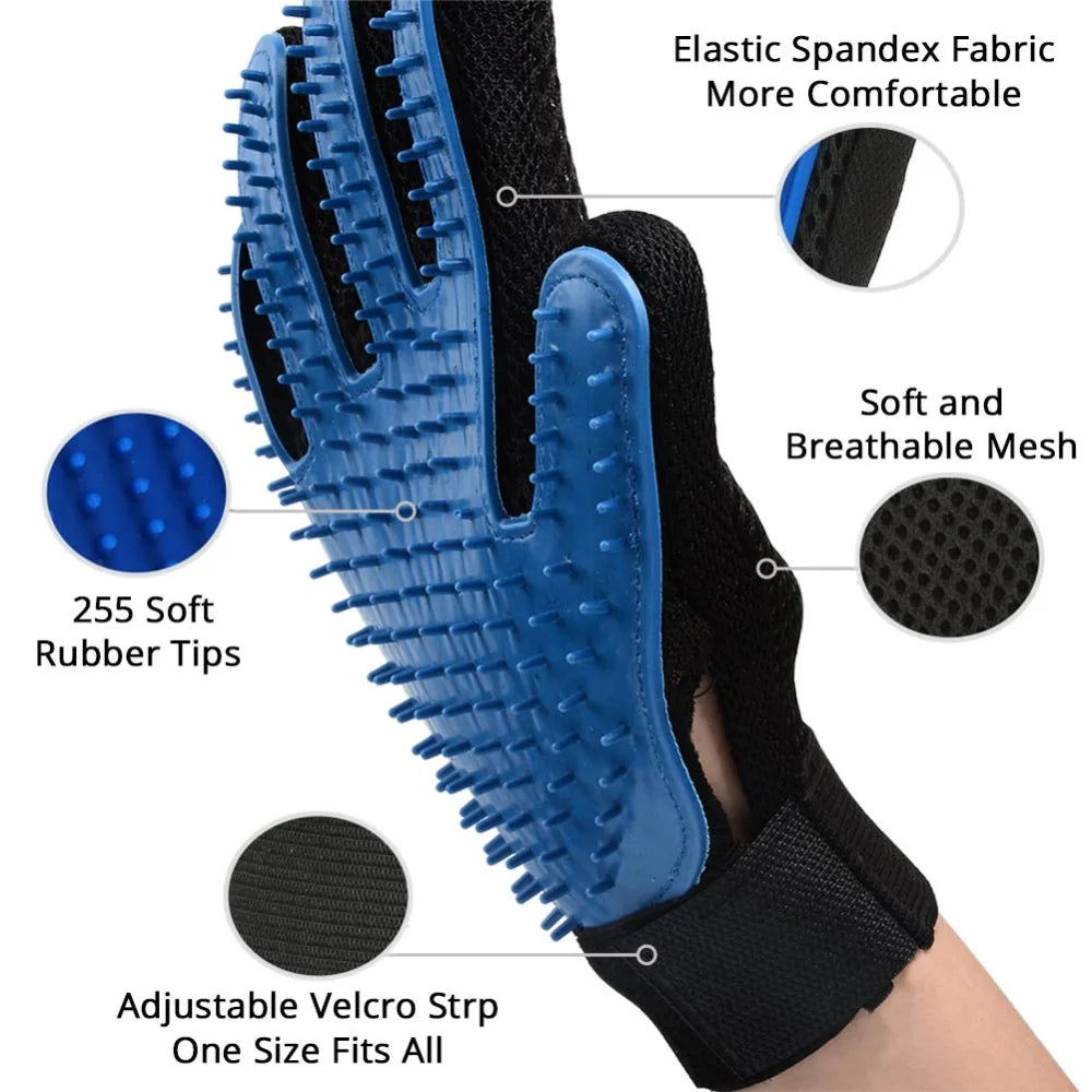 Silicone Cat Grooming Glove – Hair Remover & Bath Massage Brush for Pets